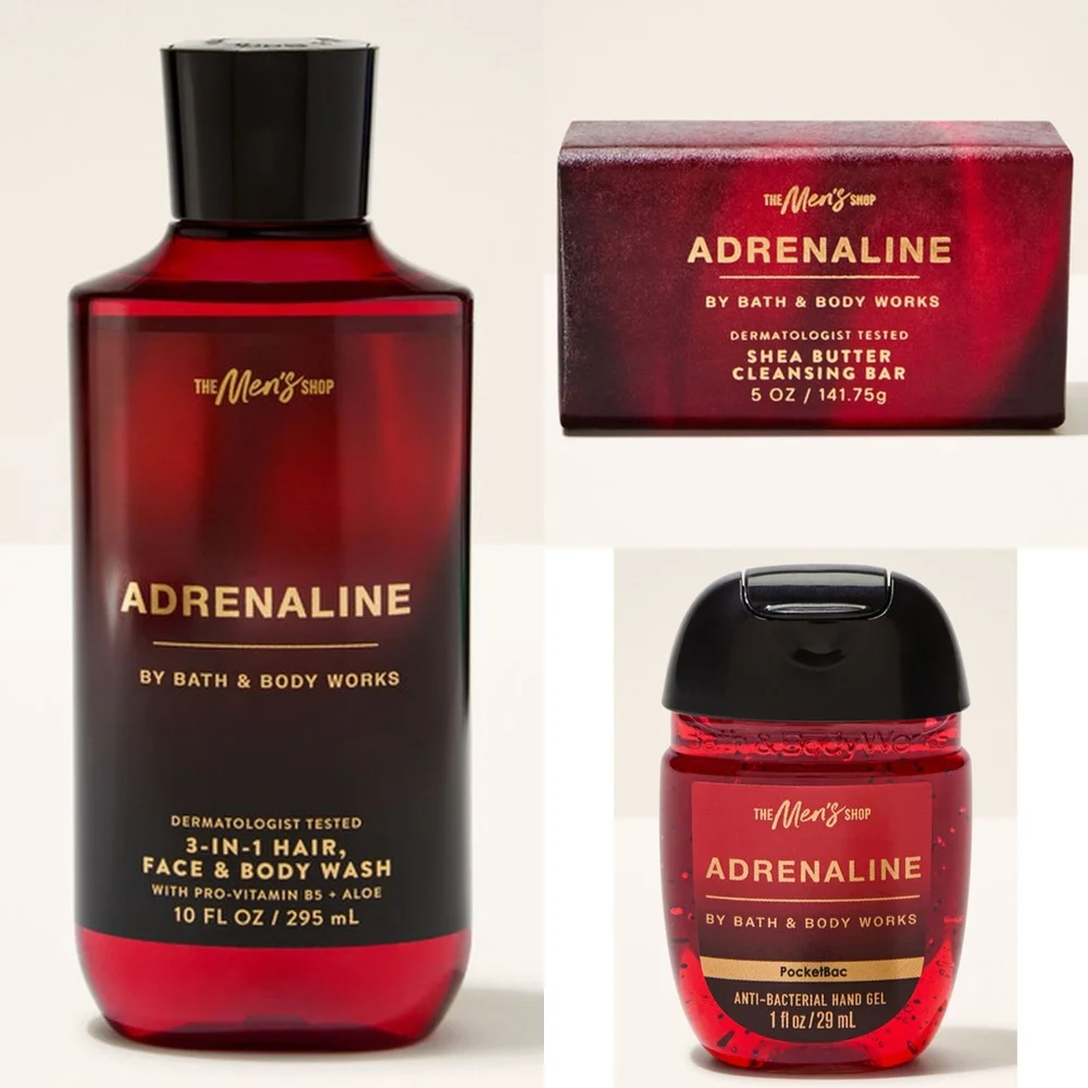 Bath & Body Works Adrenaline Collection for Men 3 Piece Body Care Set NEW RARE
